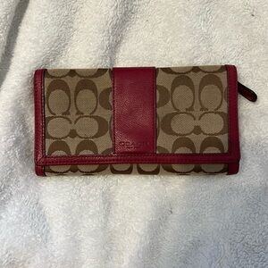 Coach Monogram Red Leather Wallet